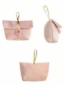 1 Stück 5cm X 15,5cm X 9,5cm Kunstperlen Samt Kugel Dekoration Geschenktüte, Rosa Polyester Material, geeignet für Schmuckaufbewahrung, Kosmetik Reise, Hochzeit, Feiertagsparty - Verschiedenfarbig - Übersicht 9