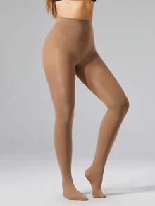 1 Pasang Celana Ketat Seksi Wanita Ukuran Besar, Gaya Minimalis Modis - Aprikot - View 7