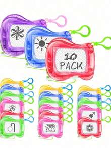 10pcs Mini Magnetic Drawing Board, Erasable Mini Doodle Pad, Backpack Keychain Clip Drawing Board, Portable Small Writing Tablet, Party Gifts, Classroom Reward, Christmas Stuffer,Random Color - Multicolor - View 1