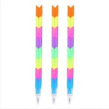Creative Stationery Rainbow Building Block Bullet Pencil Small Gift Versatile Transformable Colorful 8-Section, Back To School - Multicolor - View 5