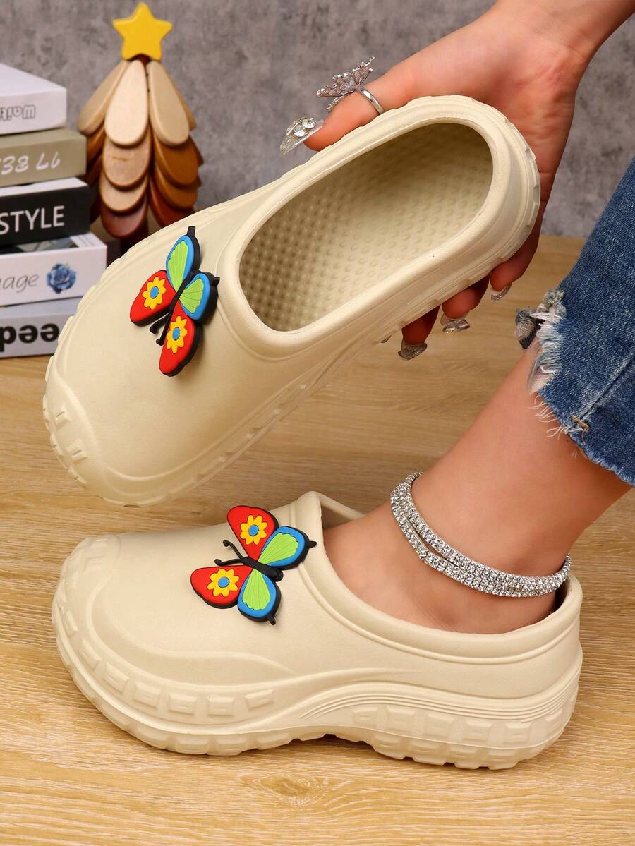 Spring/Summer Unisex Plus Size Soft Sole Fashion All-Season Mule Slippers, Indoor Home Bathroom Slippers, Outdoor Beach Sports Sandals, Clog Slides - Khaki - View 1