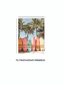 1pc Frameless Vintage Surfboard Poster Tropical Beach Photography Coastal Wall Art Living Room Decor Gift Aesthetic Apartment Bedroom Back To School Funky Posters Dorm Essentials - Surfboard - View 11