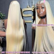 34 Inch 613 Blonde 13x4 Transparent Straight Lace Front Wigs 200 Density Brazilian Human Lace Wig Pre Plucked Hairline With Baby Hair Elastic Band Can Be Middle Part Left/ Right Side Part And Free Part For Women - S613 - 查看 4
