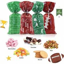 bolsas de merienda de ftbol, 4 estilos de juegos de pelota de rugby, ftbol, caramelos, violonchelo con lazos plateados para cumpleaos, da festivo, Navidad, regalo de, regalo de nios, - Multi - Ver 5