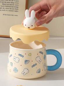 Kawaii 授權 MIFFY 陶瓷馬克杯，滴釉杯緣設計搭配可拆卸 3D 兔子杯蓋，耐用陶瓷材質，可穩固盛裝冷熱飲品。Ins 熱門款，精美包裝，適合年輕女性與 MIFFY 周邊收藏家的甜蜜季節禮物 - 彩色 - 查看 3