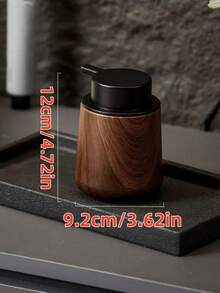 1pc/Walnut Wood Grain Press-Type Bathroom Dispenser Bottle, Portable Foaming Dispenser Bottle For Shower Gel And Shampoo, Hand Soap Foaming Dispenser Bottle, Hotel Foaming Dispenser Bottle, Travel Shower Gel Storage Bottle - Press-to-dispense Effervescent Bottles - View 6