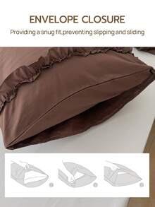 1pc 100% Polyester Solid Color Lace Long Pillowcase, Lightweight And Elegant, Cloud-Like Soft Touch, Suitable For Bedding And Sofa Decoration (Pillow Insert Not Included) - Coffee Brown - View 9