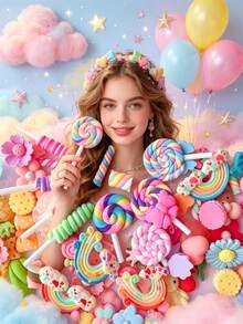 10/30/50/80/100/200/500pcs Multicolor Whimsical Faux Candy Resin Charms Set - Vibrant, Sweet Theme Decorations For DIY Crafts And Scrapbooking - DIY Candy - View 2