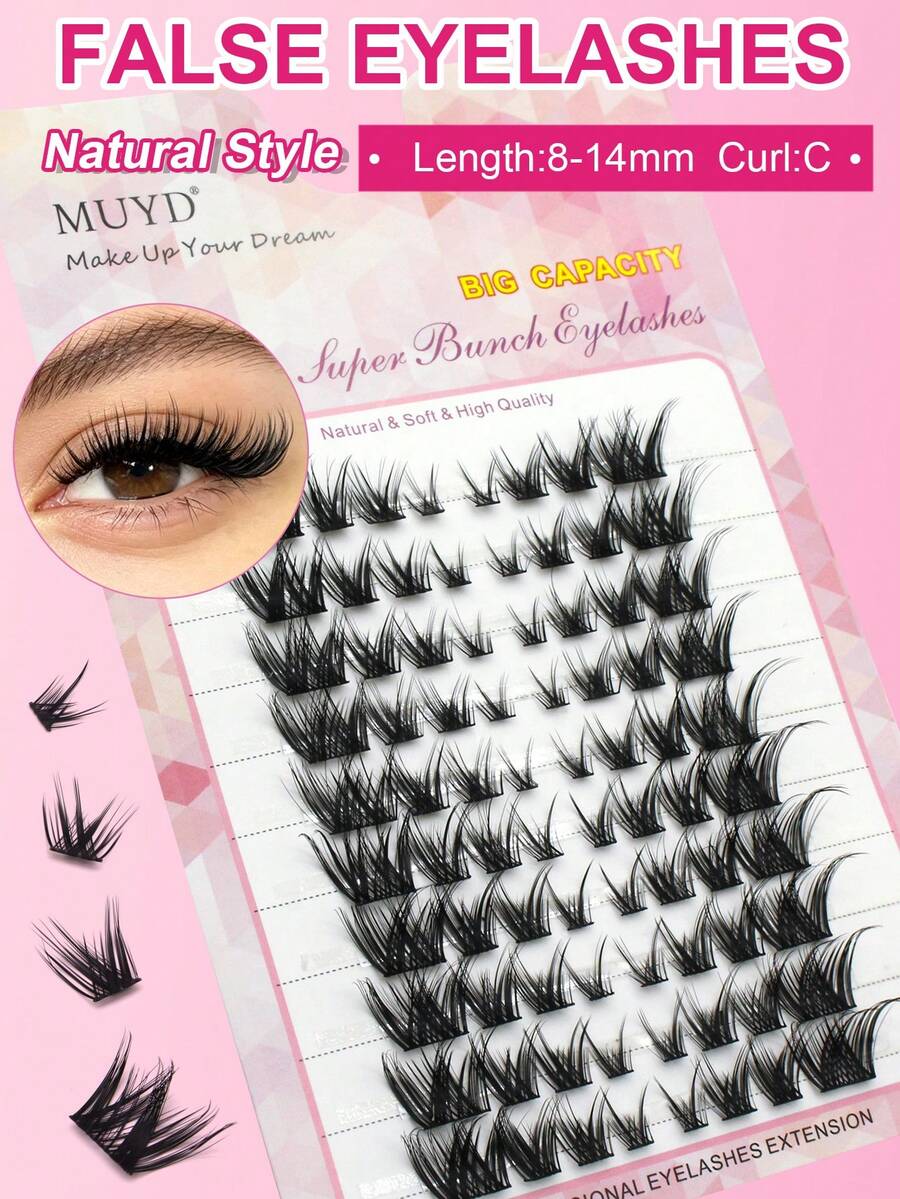 New Fox-Style Straight Eyelashes, 10 Rows, Large Capacity, Slanted Winged, Big Eye Effect, Lightweight, Soft, Fashionable, 3D Natural Thick, Devil Girl Cartoon Style - View 1