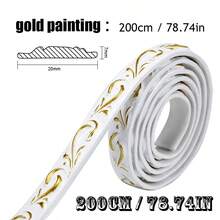 Lis Pinggiran PVC Fleksibel Perekat Diri 1m/2m Warna Putih Emas, Lis Dekoratif Motif Plaster Tiruan, Cocok untuk Cermin, Bingkai, Plafon, Dinding, Jendela, Lembut dan Lentur - warna - View 13