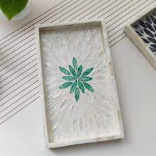 1pc Handcrafted Rectangular Shell Waterproof Easy To Clean Shatterproof Decoration Organizer Storage Plate Tray For Cake Coffee Decorations Jewelry Fruit Snack Tea Jewelry Earrings Dresser Cosmetics Dining Table Jewelry Restaurant Cafe Home - White - View 4