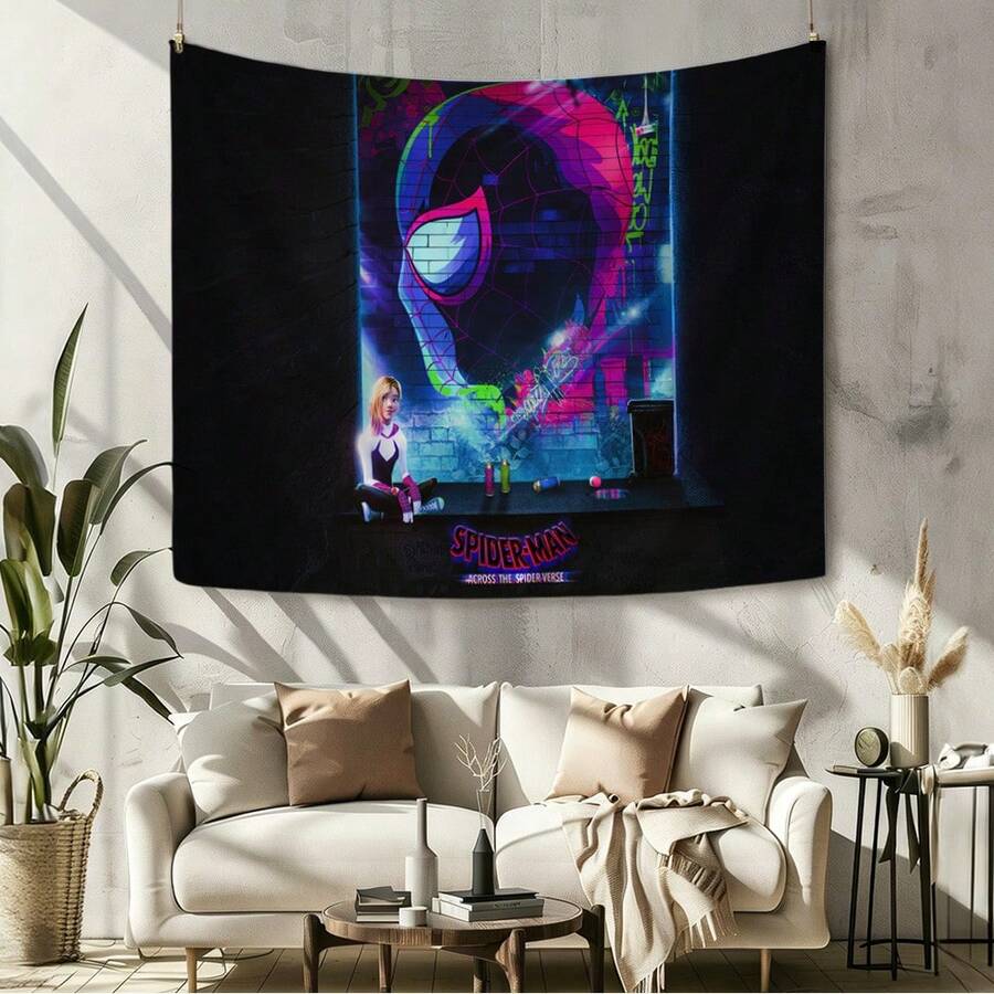 1pcs M Arvel Superhero Series S Pider-Man Theme Tapestry, Superhero Patter Wall Hanging Fabric Poster Cool Comic Art Background Blanket, Modern Home Fashion Decor, For Living Room Bedroom College Dorm Game Room Home Decor Fans Gift - Nhiều màu - Xem 1