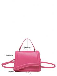 Bolso de mano pequeño para mujer, bolso de tote portátil y ligero, nuevo bolso pequeño de solapa de unicolor de moda para el verano 2025, bolso de hombro cruzado - Rosa Fucsia 2 - Ver 6