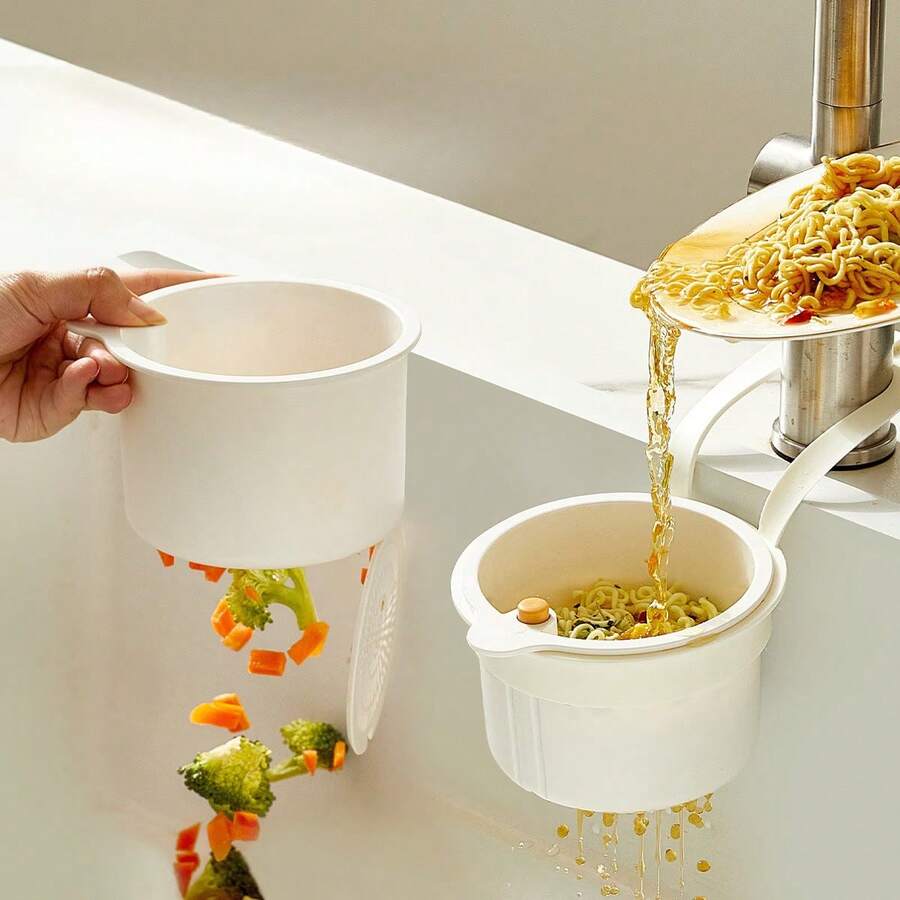 Hanging Kitchen Sink Press-Type Food Waste Filter Basket, Anti-Clogging Drain Filter Strainer, Suitable For Vegetable And Noodle Residue