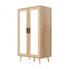 Zweitüriger Kleiderschrank mit Kleiderstange, Schlafzimmerschrank, Kinderschrank, 80 x 46 x 141,5 cm, Naturholz und weiße Oberfläche - Natürliche Farbe - Übersicht 10