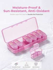 2 Times/Day Pill Organizer AM PM 7-Day Pill Box, 2 Doses Per Day 7-Day Travel Pill Organizer For Medication, Vitamins, Fish Oil Supplements - View 5
