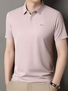 Pro Man Wardrobe 男士無縫黏合防皺夏季涼感短袖 POLO 衫，休閒商務通勤穿搭，Smart Casual 風格 - 粉色 - 查看 5