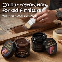 Wood Furniture Scratch Repair & Color Renew Cream - Restoration Balm For Old Wooden Tables, Cabinets & Chairs, Restores Faded & Worn Wood,Easy To Apply, Restores Shine & Color,Essential For Renting, Furniture Repainting, High Coverage - A - View 2