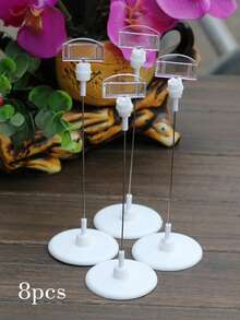 4/8/12pcs Reusable Wedding Table Number Card Holders, Suitable For Weddings, Parties And Events, Sturdy Table Stands And Memo Clips, Suitable For Photos And Notes - View 9