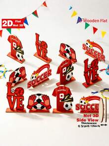 1pc 2D Flat 1 Piece Wooden Desktop Ornament, Soccer Commemorative Gift, Wooden Soccer Figurine, Sports Fan Decor, Athlete Wooden Craft, Game Day Table Centerpiece, Soccer Gift For Him Or Her, Office And Home Decor, 2D Flat - one-size - View 7