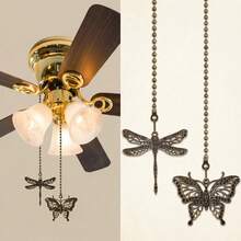 4 piezas Decoración de cadena de tirador de ventilador de techo con mariposa y libélula, tótem estilo bohemio, extensión de cadena de tirador colgante de 14 pulgadas, cuentas y bola para ventilador de techo con conector - Mariposa + Libélula - Ver 1