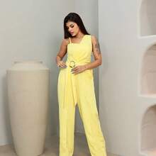 Polyester Jumpsuit - Yellow - View 4
