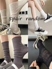 Summer Thin Solid Color Hollow Out Women's High Knee Socks Lace Slouchy Socks Slimming Black White Women's Socks - Multicolor - View 16