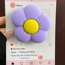 1組卡通Ins風3D矽膠韓式花朵Magsafe磁吸手機支架，伸縮可折疊便攜式桌面強吸附，相容磁吸手機殼，送給朋友與家人的禮物，桌面追劇支架，便攜式 - 彩色 - 查看 4