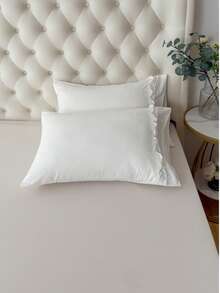 1 pieza Funda de almohada de encaje de corazón de unicolor negro & blanco 100% poliéster (sin relleno de almohada), adecuada para decoración de dormitorio, boda, romántica, estilo bohemio - Blanco - Ver 7