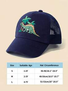 1 pièce Casquette de baseball pour tout-petits, imprimé dinosaure, unisexe, convient aux enfants de 0 à 8 ans - Bleu marine - Voir 3