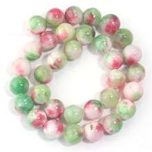 1pc 4/6/8/10/12mm Natural Rose Pink Green Agate Round Loose Beads, Smooth Material, Suitable For Handmade DIY Bracelet Necklace Earring Making Decoration Materials, Holiday Gift For Men And Women, Elegant Women's Gift, Handmade Accessory Spacer Beads, Craft Enthusiasts - Rose Red Green - View 10