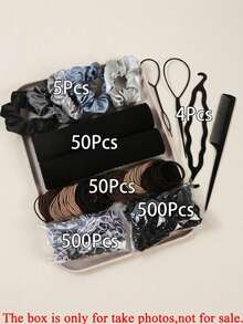 1109pcs/Set Large Hair Tie Set, Korean Style Fresh Minimalist Hair Bands Hair Ropes Hair Accessories - Multicolor - View 8
