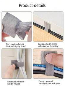 10/20/50pcs Cable Organizer Hook And Loop Straps Under Table Wire Management Multi-Purpose Cable Strap For Computer Cable Management, Desk Wire Holder, Cord Organizer, Hook And Loop Cord Straps - Multicolor - View 6