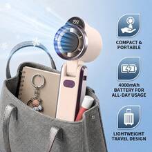 Portable Personal Cooling Fan, 199 Stepless Adjustable Wind Speeds, Smart Digital Display, 4000mAh Large Capacity Battery, USB Rechargeable, Compact Mini Fan for Outdoor & Daily Use - Blau - Übersicht 2