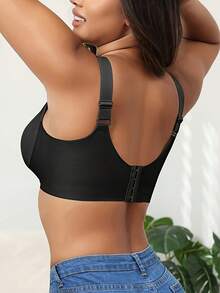 4-Piece Plus Size Bra, Seamless Breathable Wireless Sports Bra For Women - Full Coverage Design, Anti-Slip Material, With Lifting And Support Functions, Comfortable To Wear, Ribbed Details, Made Of Nylon And Elastic Fiber Blend, Hand Wash. Elegant Solid Color Design.Plus Size Lingerie - 彩色 - 查看 5