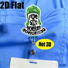 2D Flat Design Creative And Fun Badge Roll, 1 Piece, With A Lightweight Retractable Name Tag Lanyard With Waist Clip, Suitable For Nurses, Employees, Doctors, And Nursing Assistants |   ID Retractable Lanyard, 2D Flat Design - 1 - View 3