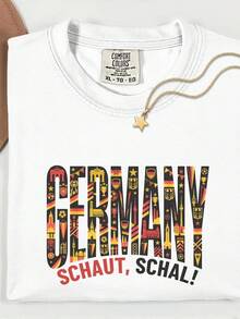 Unisex Germany T-Shirt, German Flag T-Shirt, Berlin Souvenir, Football Fan Gift, Schaut Schal, Germany Typography, Top Over - White - View 1