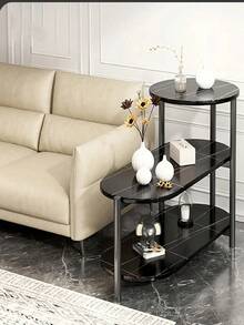 Modern Minimalist Multipurpose 3-Tier Side Table - Black - View 3