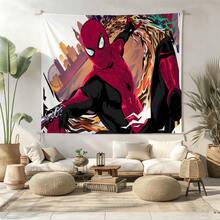 1pcs M Arvel Superhero Series S Pider-Man Theme Tapestry, Superhero Patter Wall Hanging Fabric Poster Cool Comic Art Background Blanket, Modern Home Fashion Decor, For Living Room Bedroom College Dorm Game Room Home Decor Fans Gift - 彩色 - 查看 2