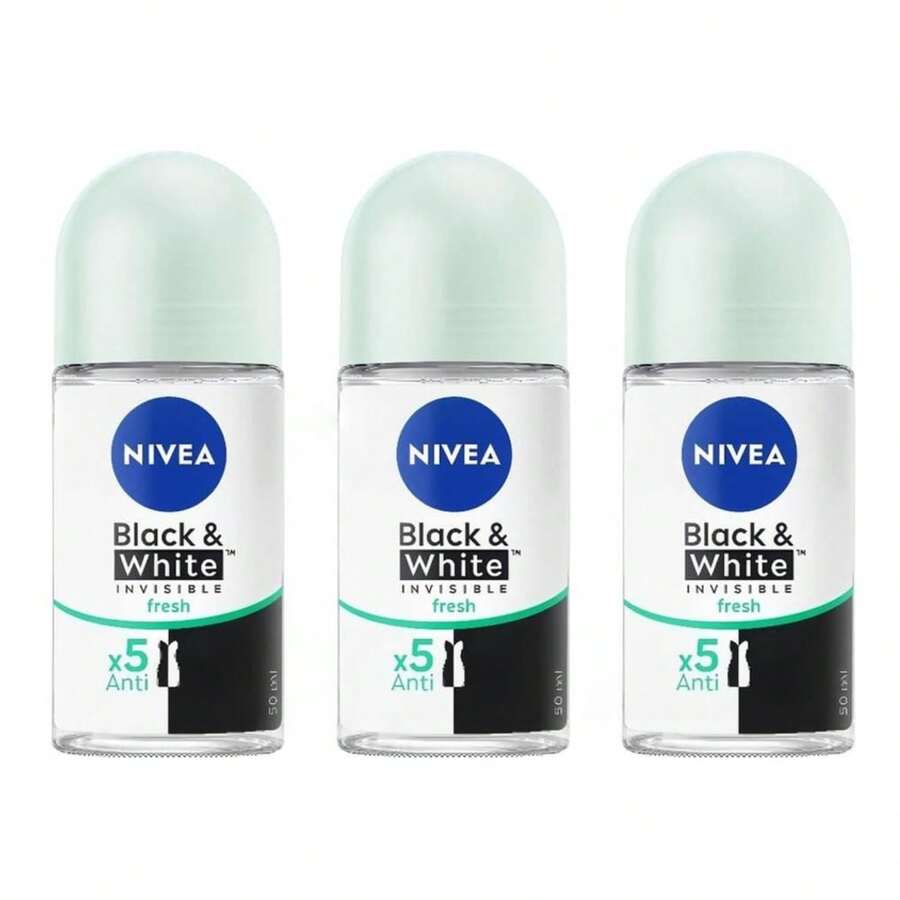 Nivea Black & White Invisible Fresh Roll-On Deodorant - 1.69 Fl Oz - Pack Of 3 - Multi Scents - View 1