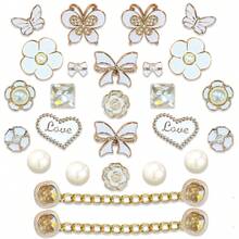 26pcs Set French Elegant Bowknot & Flower Decorative Buttons For DIY Sandals - Gold - View 9