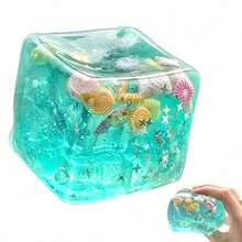 1pc Cube Soft Stress Relief Toy, Cube Stress Ball, Soft Slow Rebound Stress Sensor Toy, Shell-Shaped Soft Stress Relief Toy, Stretchable Pressure Relief Toy - Multicolor - View 9