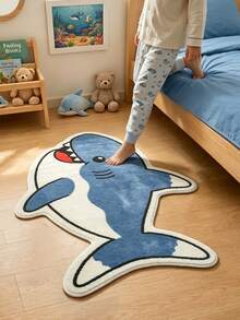 1 pezzo Tappetino da bagno a forma di squalo cartone animato carino, tappeto da pavimento irregolare divertente e kawaii a forma di animale, morbido e peluche decorativo per area accanto al letto, per bagno, camera dei bambini, nursery, camera da letto dei ragazzi, uso interno, regalo di inaugurazione casa, compleanno, Natale, decorazione per la casa - Multicolore - Visualizzare 6