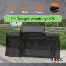 Grill Cover Traeger Woodridge Pro And Woodridge El Pet Grills, TFB97L TFC97XL Woodridge Pro Grill BAC776 Cover Accessory, 69"W X 28"D X 46" - Đen - Xem 6