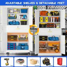 Metal Garage Storage Cabinets With Wheels And Drawers, Steel Filing Cabinets For Home Offices, 71 Inch High Tool Cabinets, Metal Cabinets With 4 Locked Doors And 3 Adjustable Shelves - B - View 4