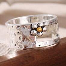 Women's Ring With Notch, 3D Flower, Artistic Style, Copper Ring - Two-color - View 1