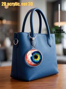 1pc Creative Funny Eyeball Flat Acrylic Keychain, Unisex Eye-Catching Bag Charm Decoration, Portable Personalized Art Key Organizer, Suitable For Daily Home Decor, Prank Gadget - Multicolor - View 3