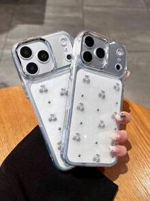 3D櫻桃珍珠蝴蝶結透明手機殼，適用於 14/13 Pro Max、Apple 15、12、11 - 無色 - 查看 6