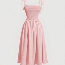 yonghongmaoyi1  MOD Vestido midi con volantes bordados en rosa - Lila Púrpura - Ver 7