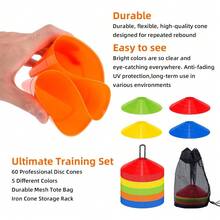 60 120 Pack Agile Soccer Cones With Portable Bags And Brackets For Sports Training Football Drills Equipment Agility Markers - Default - View 3